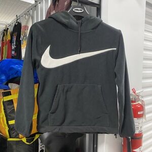 Nike Big Swoosh High Piling Oversized Sherpa Hoodie Size Small Black And White